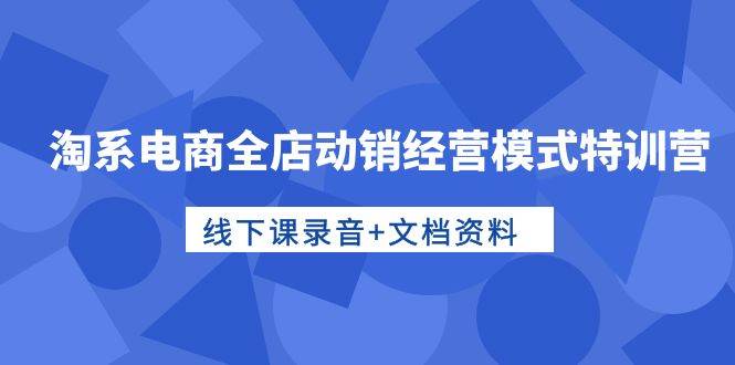 淘系电商全店动销经营模式特训营，线下课录音+文档资料-赚钱网
