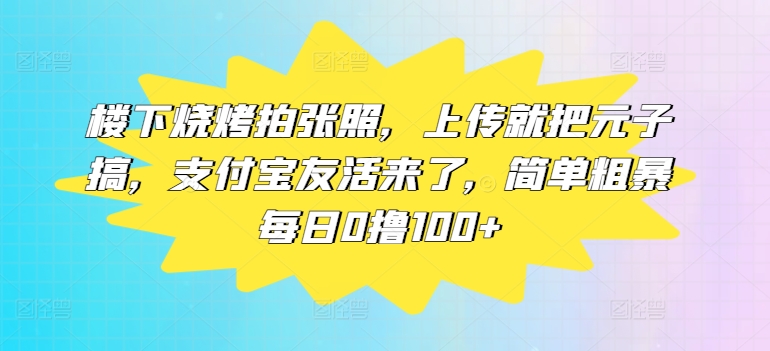 楼下烧烤拍张照，上传就把元子搞，支付宝友活来了，简单粗暴每日0撸100+-赚钱网