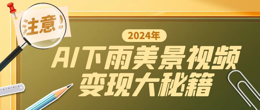 一键生成AI下雨美景视频，零基础打造1700万播放神作，手把手教你变现秘籍-赚钱网