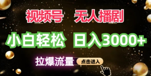 视频号蓝海项目，无人播剧拉爆流量，小白也能轻松日入3K-赚钱网