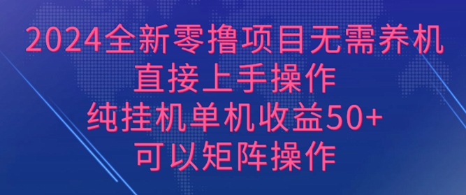 2024全新零撸项目，无需养机，直接上手操作 纯挂JI，单机收益50+，可以矩阵操作-赚钱网