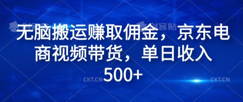 无脑搬运赚取佣金，京东电商视频带货，单日收入几张-赚钱网
