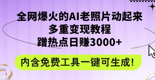 2024年最新赛道AI老照片项目，容易上热门，可全平台操作，操作简单，日入1k-赚钱网