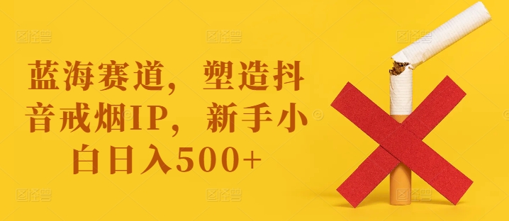 蓝海赛道，塑造抖音戒烟IP，新手小白日入500+【揭秘】-赚钱网