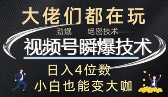 视频号瞬爆技术+直播玩法解析-赚钱网