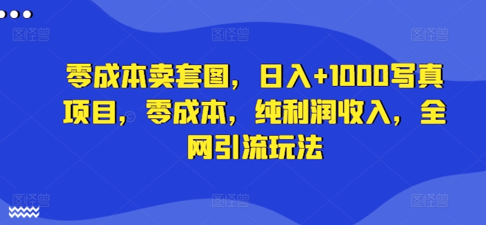 零成本卖套图，日入+1000写真项目，零成本，纯利润收入，全网引流玩法-赚钱网