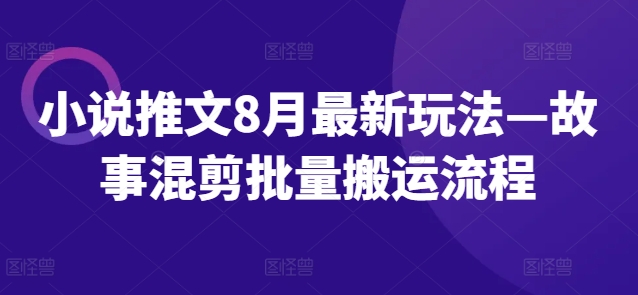 小说推文8月最新玩法—故事混剪批量搬运流程-赚钱网