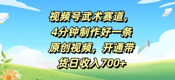 视频号武术赛道，4分钟制作好一条原创视频，开通带货日收入几张-赚钱网