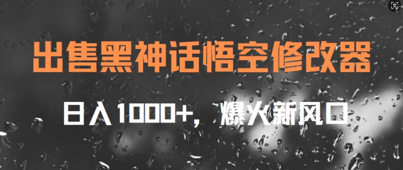 出售黑神话悟空修改器，日入1k+，爆火新风口-赚钱网