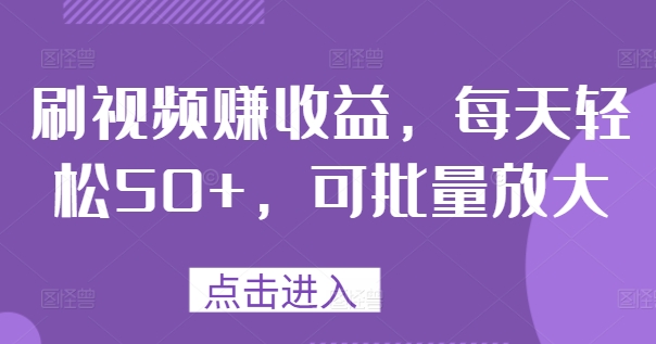 刷视频赚收益，每天轻松50+，可批量放大-赚钱网