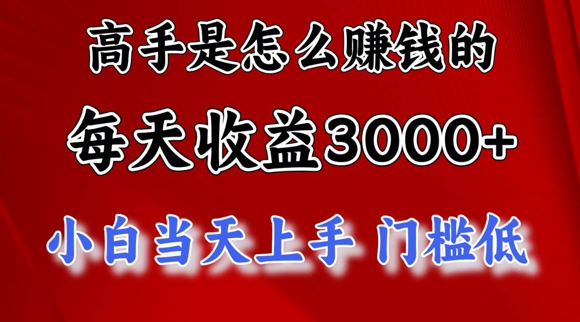 高手是怎么赚钱的，一天收益3000+ 这是穷人逆风翻盘的一个项目，非常稳…-赚钱网