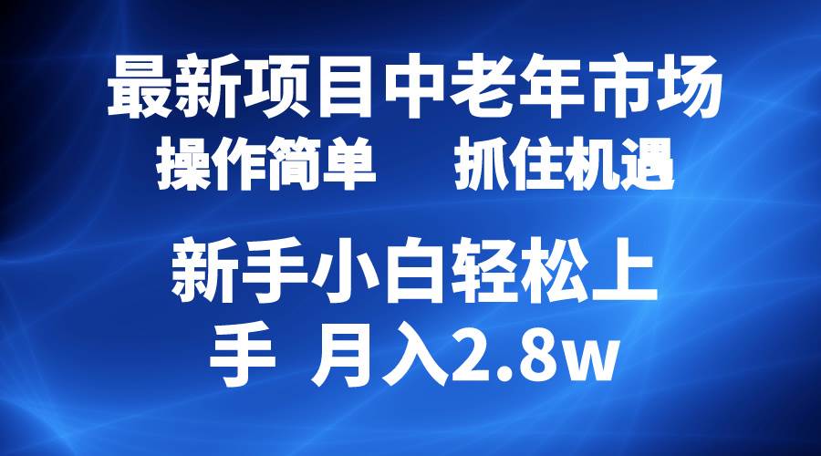 2024最新项目，中老年市场，起号简单，7条作品涨粉4000+，单月变现2.8w-赚钱网