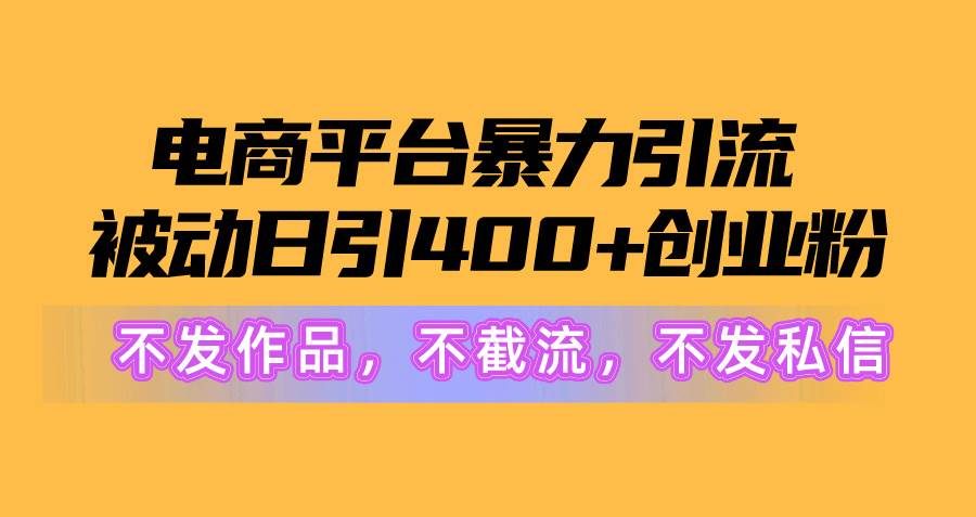 电商平台暴力引流,被动日引400+创业粉不发作品，不截流，不发私信-赚钱网