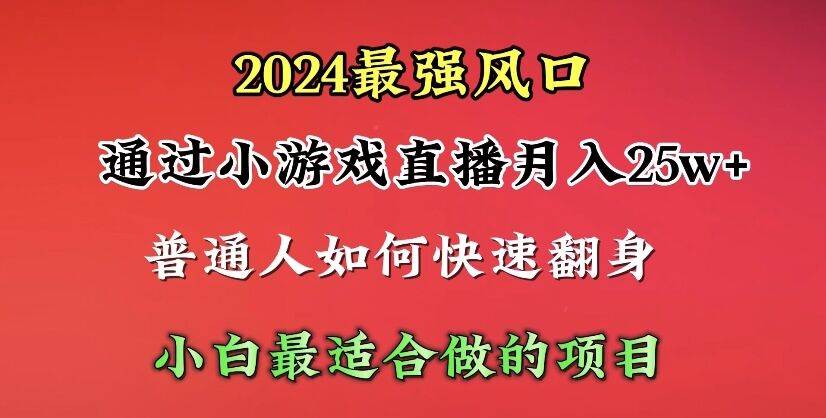 2024年最强风口，通过小游戏直播月入25w+单日收益5000+小白最适合做的项目-赚钱网