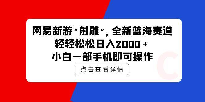 网易新游 射雕 全新蓝海赛道，轻松日入2000＋小白一部手机即可操作-赚钱网