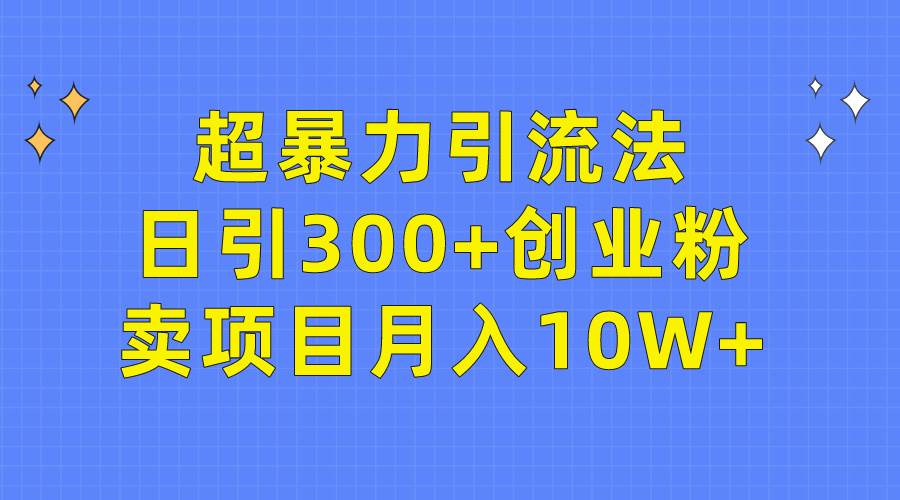 超暴力引流法，日引300+创业粉，卖项目月入10W+-赚钱网