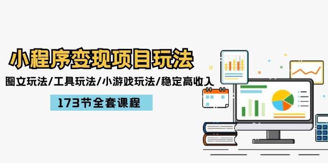 小程序变现项目玩法：图文玩法/工具玩法/小游戏玩法/稳定高收入/173节课程-赚钱网