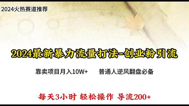 2024年最新暴力流量打法，每日导入300+，靠卖项目月入10W+-赚钱网