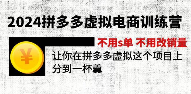 2024拼多多虚拟电商训练营 不s单 不改销量  做虚拟项目分一杯羹(更新10节)-赚钱网