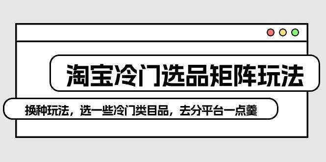 淘宝冷门选品矩阵玩法：换种玩法，选一些冷门类目品，去分平台一点羹-赚钱网