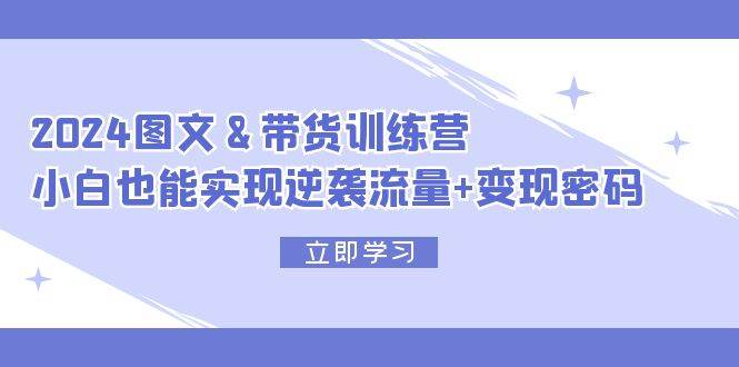 2024 图文+带货训练营，小白也能实现逆袭流量+变现密码-赚钱网