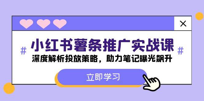 小红书-薯 条 推 广 实战课：深度解析投放策略，助力笔记曝光飙升-赚钱网