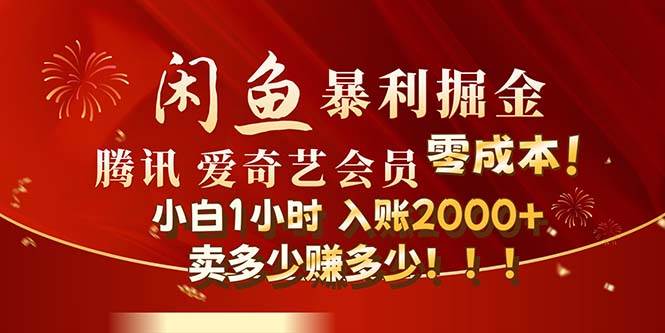 闲鱼全新暴力掘金玩法，官方正品影视会员无成本渠道！小白1小时收…-赚钱网
