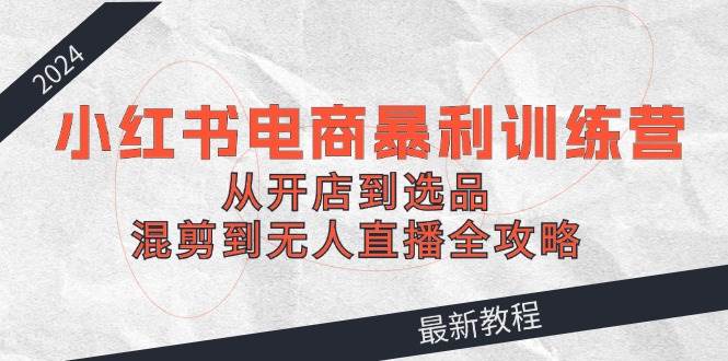 2024小红书电商暴利训练营：从开店到选品，混剪到无人直播全攻略-赚钱网