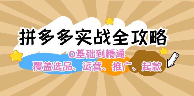 拼多多实战全攻略：0基础到精通，覆盖选品、运营、推广、起款-赚钱网
