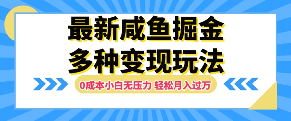 最新咸鱼掘金玩法，0成本小白无压力，多种变现方式，轻松月入过W-赚钱网