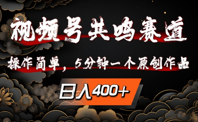 视频号共鸣赛道，操作简单，5分钟1个原创作品，日入几张【揭秘】-赚钱网