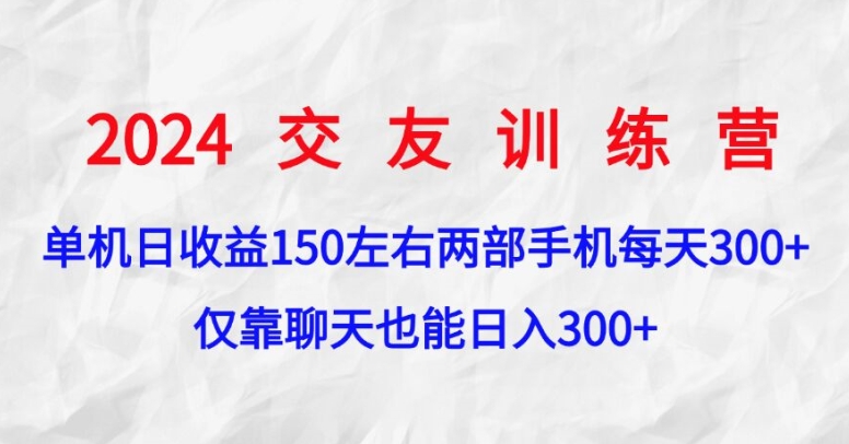 2024交友训练营，单机日收益150左右，两部手机，仅靠聊天也能日入3张-赚钱网