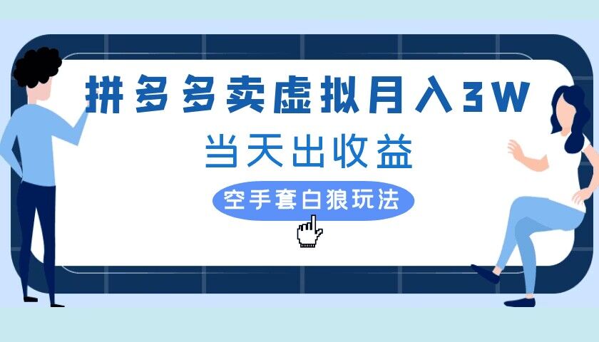 拼多多虚拟项目，单人月入3W+，实操落地项目-赚钱网