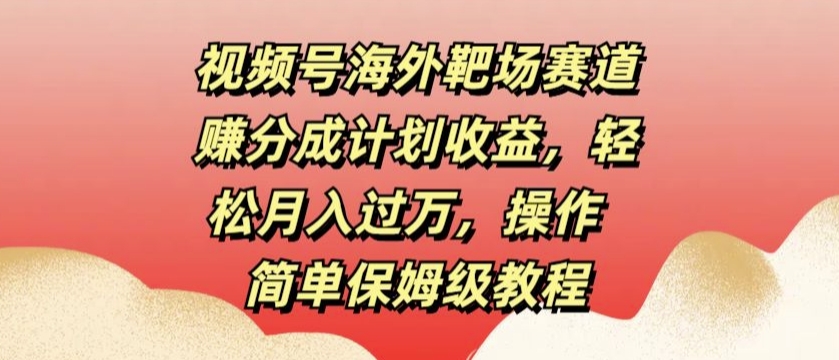 视频号海外靶场赛道赚分成计划收益，轻松月入过万，操作简单保姆级教程-赚钱网