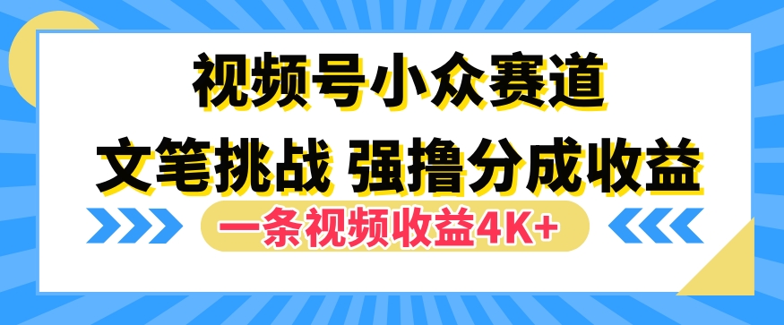 视频号新赛道之文笔挑战，强撸分成收益，一条视频赚了4K+-赚钱网
