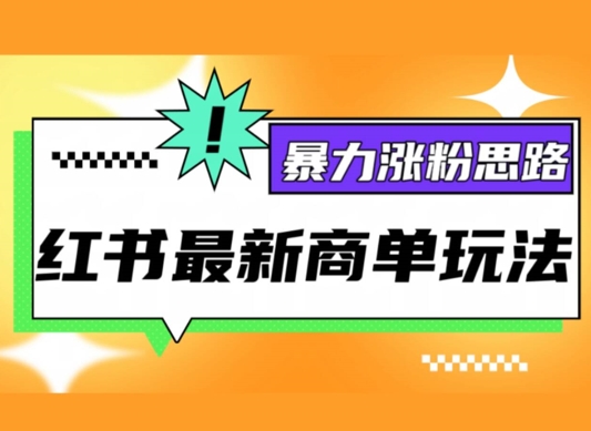 小红书最新商单玩法，暴力涨粉思路，三分钟搞定一条视频，不判搬运，适合小白-赚钱网