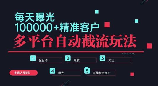 小红书抖音视频号最新截流获客系统，全自动引流精准客户【日曝光10000+】基本上适配所有行业-赚钱网