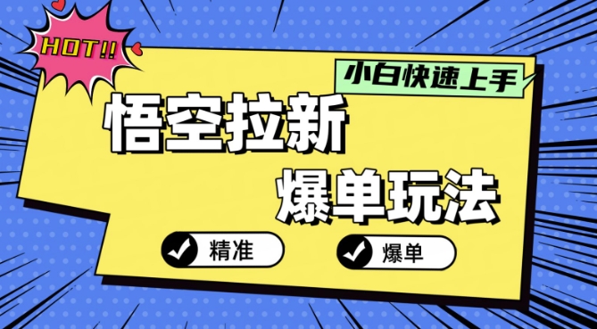 悟空拉新爆单玩法，精准引流，小白分分钟上手-赚钱网