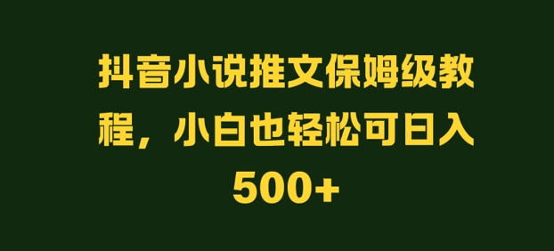 抖音小说推文保姆级教程，小白也轻松可日入500+-赚钱网