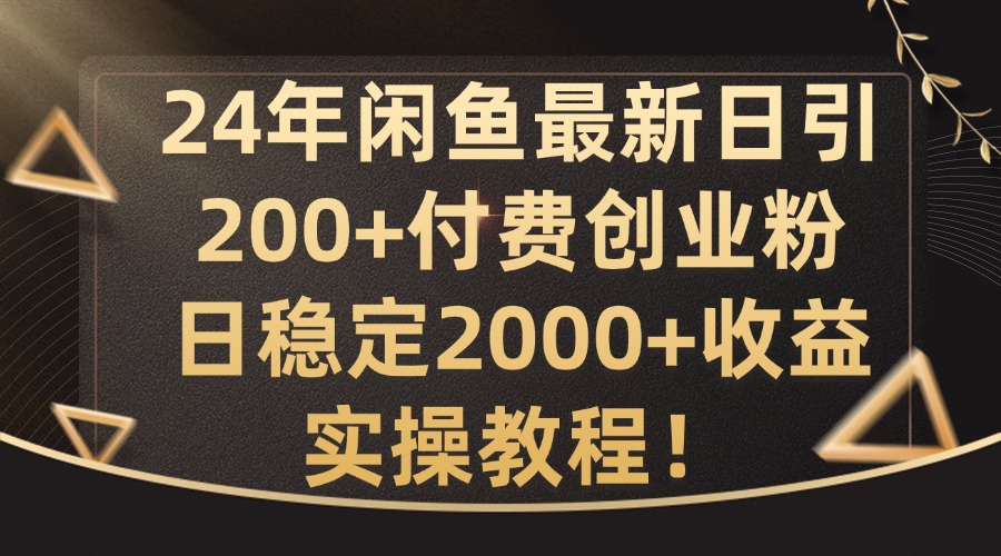 24年闲鱼最新日引200+付费创业粉日稳2000+收益，实操教程【揭秘】-赚钱网