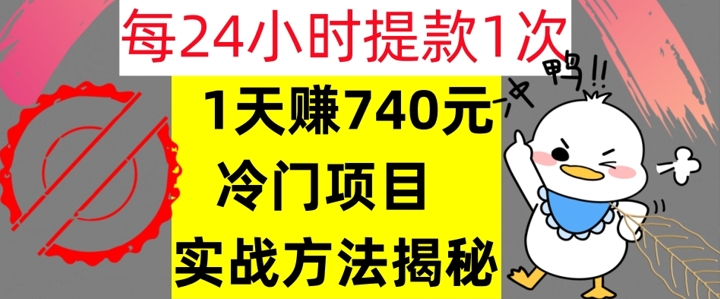 1天赚740元，24小时提款1次，冷门项目，实战方法公开【干货】-赚钱网