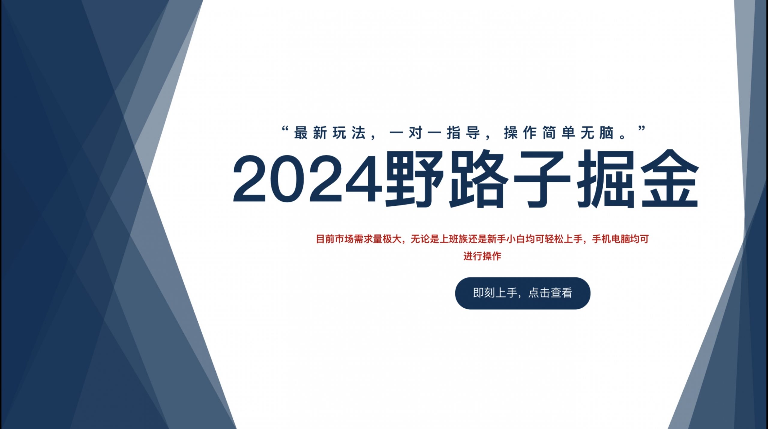 2024野路子掘金，最新玩 法， 一对一指导，操作简单无脑。-赚钱网