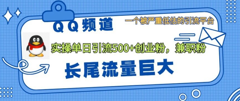 QQ频道靠长尾流量每日引流创业粉500+，实操月变现5K+-赚钱网