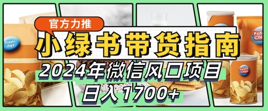 小绿书带货完全教学指南，2024年10月微信风口项目，日入1.7k-赚钱网
