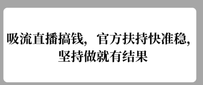 吸流直播搞钱，官方扶持快准稳，坚持做就有结果-赚钱网