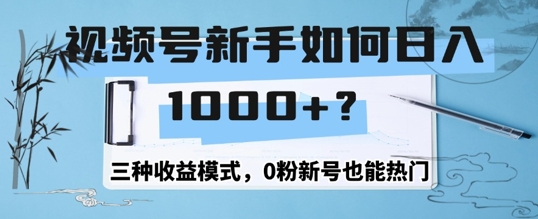 视频号新手如何日入1k？三种收益模式，0粉新号也能热门-赚钱网