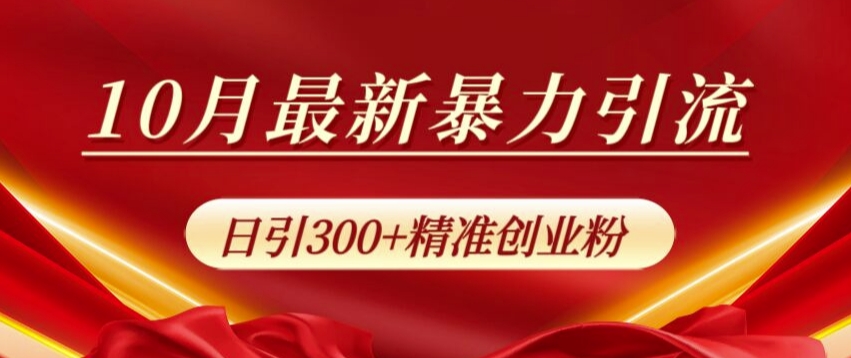 10月最新暴力引流，私域完美闭环，日引300+精准创业粉【揭秘】-赚钱网