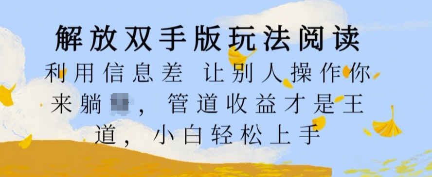 解放双手版玩法阅读，利用信息差让别人操作你来躺Z，管道收益才是王道，小白轻松上手【揭秘】-赚钱网