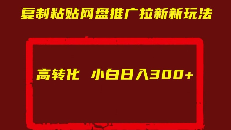 复制粘贴网盘推广拉新新玩法高转化小白日入300+【揭秘】-赚钱网
