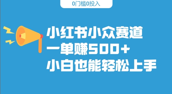 小红书小众赛道，一单收500+，小白也能轻松上手-赚钱网